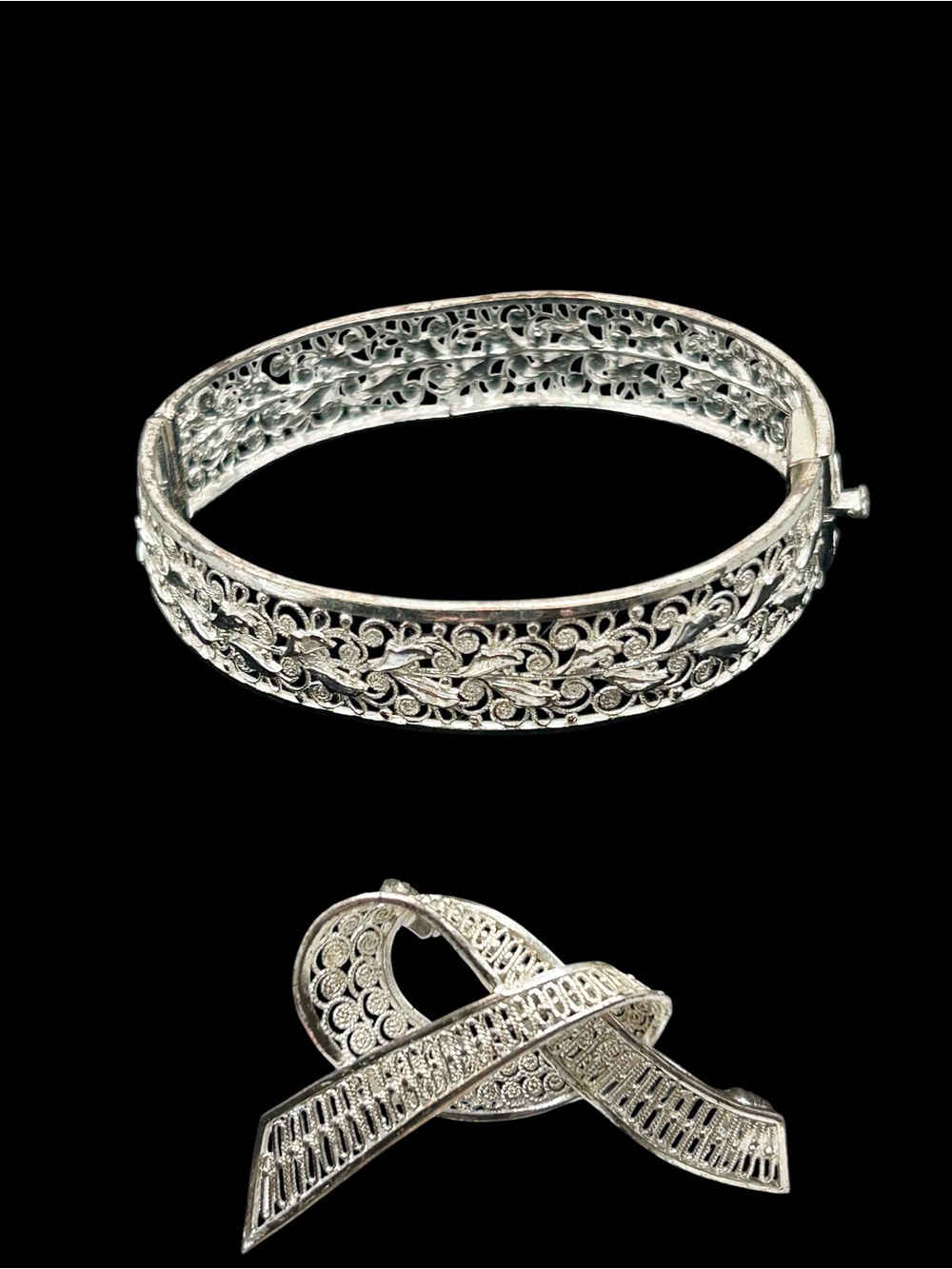 Vintage Germany Sterling Filigree Bracelet Brooch